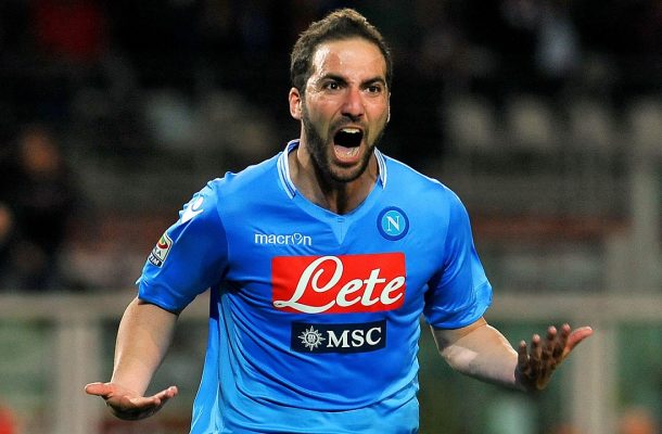 TURIN, ITALY - MARCH 17:  Gonzalo Higuain of SSC Napoli celebrates after scoring the opening goal during the Serie A match between Torino FC and SSC Napoli at Stadio Olimpico di Torino on March 17, 2014 in Turin, Italy.  (Photo by Valerio Pennicino/Getty Images)