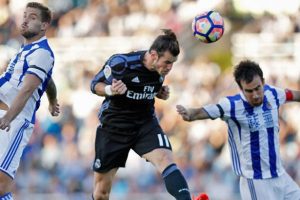 Bale scoring his first goal in the match